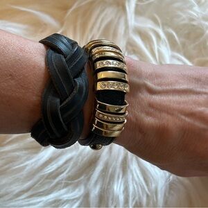 SET of Two Leather Statment Bracelet Cuffs